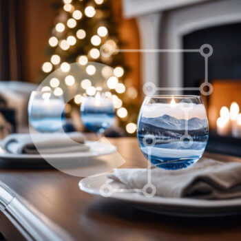 Intra Συλλεκτικό Ξύλινο Παζλ Plywood  4mm - Ποτήρια κρασιού με θέα στο βουνό δίπλα στο τζάκι Σε Ξύλινο Κουτί - Διαστάσεις Puzzle: 10x10 cm – 25 κομμάτια - Image 1