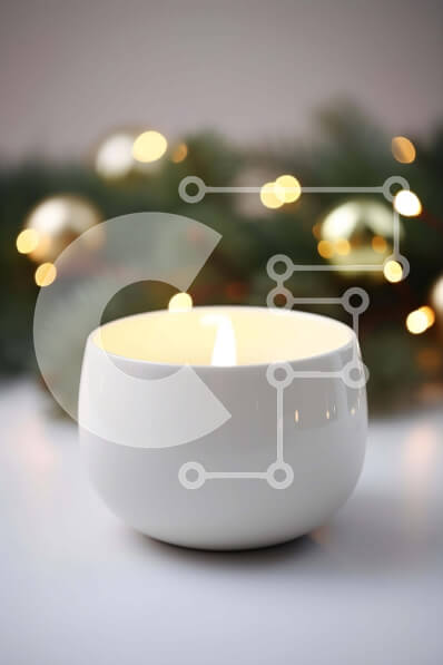 Intra Συλλεκτικό Ξύλινο Παζλ Plywood  4mm - Αναμμένο λευκό κερί σε χρυσά κλαδιά χριστουγεννιάτικων δέντρων Σε Ξύλινο Κουτί - Διαστάσεις: 10x10 cm – 25 κομμάτια