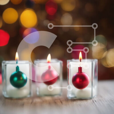 Intra Συλλεκτικό Ξύλινο Παζλ Plywood  4mm - Πολύχρωμα στολίδια από κεριά για εορταστικές γιορτές Σε Ξύλινο Κουτί - Διαστάσεις: 10x10 cm – 25 κομμάτια - Image 1