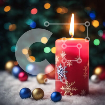 Intra Συλλεκτικό Ξύλινο Παζλ Plywood  4mm - Στολισμένο χριστουγεννιάτικο δέντρο με κόκκινο κερί και στολίδια Σε Ξύλινο Κουτί - Διαστάσεις: 10x10 cm – 25 κομμάτια - Image 1