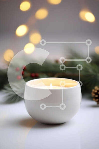 Intra Συλλεκτικό Ξύλινο Παζλ Plywood  4mm - Αναμμένο λευκό κερί με κουκουνάρια και κλαδιά έλατου Σε Ξύλινο Κουτί - Διαστάσεις: 10x10 cm – 25 κομμάτια