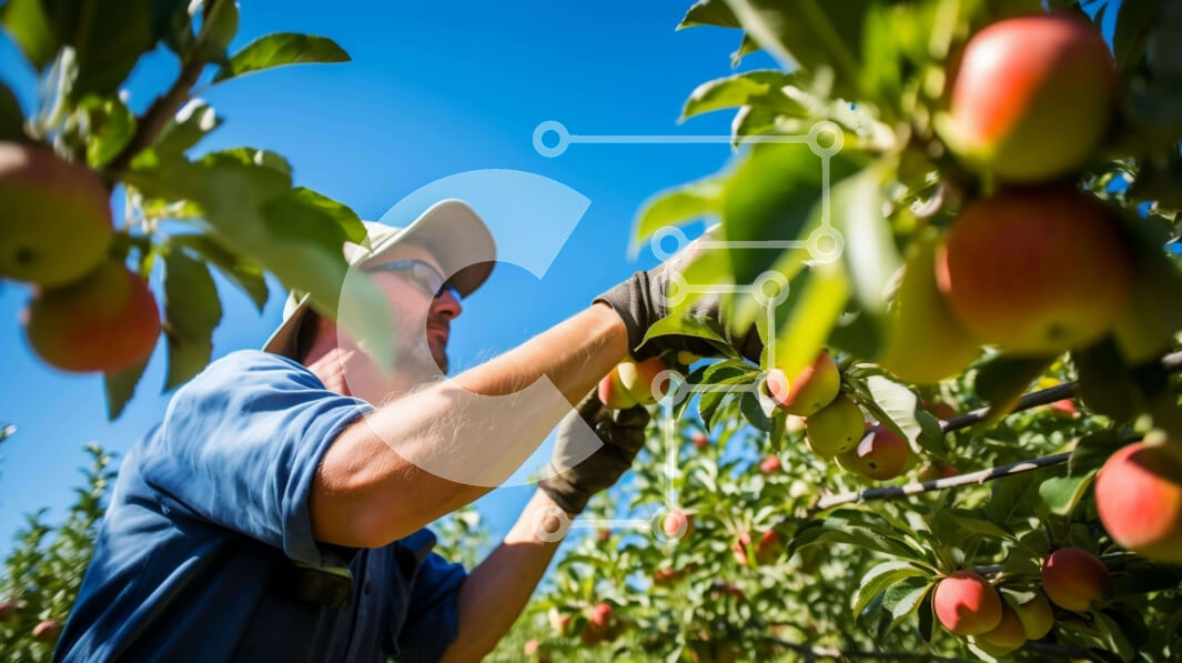 Intra Συλλεκτικό Ξύλινο Παζλ Plywood  4mm - Άνθρωπος που μαζεύει μήλα από μια μηλιά σε ένα περιβόλι Σε Ξύλινο Κουτί - Διαστάσεις: 10x10 cm – 25 κομμάτια