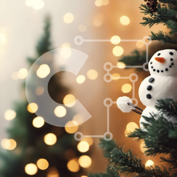 Intra Συλλεκτικό Ξύλινο Παζλ Plywood  4mm - Εορταστικό χριστουγεννιάτικο δέντρο χιονάνθρωπος Σε Ξύλινο Κουτί - Διαστάσεις Puzzle: 10x10 cm – 25 κομμάτια