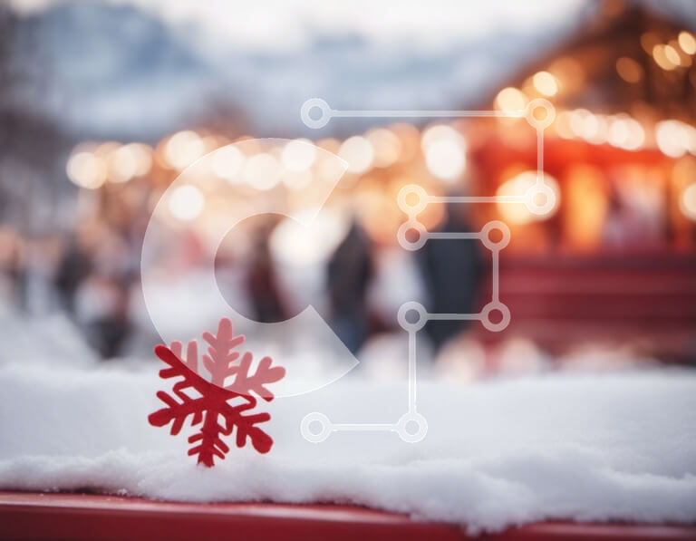 Intra Συλλεκτικό Ξύλινο Παζλ Plywood  4mm - Κόκκινη νιφάδα χιονιού στο χιόνι με τους ανθρώπους Σε Ξύλινο Κουτί - Διαστάσεις Puzzle: 10x10 cm – 25 κομμάτια