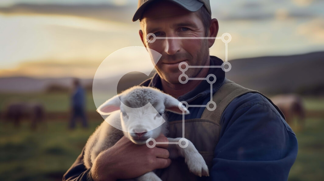 Intra Συλλεκτικό Ξύλινο Παζλ Plywood  4mm - Άτομο που κρατά ένα μικρό αρνί σε ένα αγρόκτημα Σε Ξύλινο Κουτί - Διαστάσεις: 10x10 cm – 25 κομμάτια