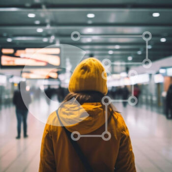 Intra Συλλεκτικό Ξύλινο Παζλ Plywood  4mm - Γυναίκα στο Orange Beanie στο αεροδρόμιο ή στο σιδηροδρομικό σταθμό Σε Ξύλινο Κουτί - Διαστάσεις Puzzle: 10x10 cm – 25 κομμάτια - Image 1