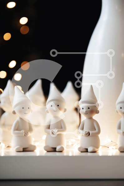 Intra Συλλεκτικό Ξύλινο Παζλ Plywood  4mm - Ειδώλια σε λευκό δίσκο με φώτα στο φόντο Σε Ξύλινο Κουτί - Διαστάσεις: 10x10 cm – 25 κομμάτια