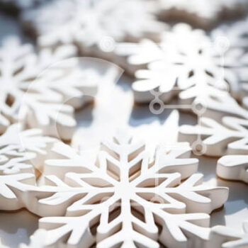 Intra Συλλεκτικό Ξύλινο Παζλ Plywood  4mm - Στολίδια νιφάδων χιονιού σε άσπρο φόντο Σε Ξύλινο Κουτί - Διαστάσεις Puzzle: 10x10 cm – 25 κομμάτια - Image 1