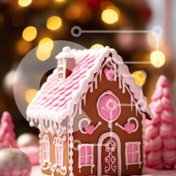 Intra Συλλεκτικό Ξύλινο Παζλ Plywood  4mm - Gingerbread House με ροζ και λευκές διακοσμήσεις Σε Ξύλινο Κουτί - Διαστάσεις: 10x10 cm – 25 κομμάτια - Image 1