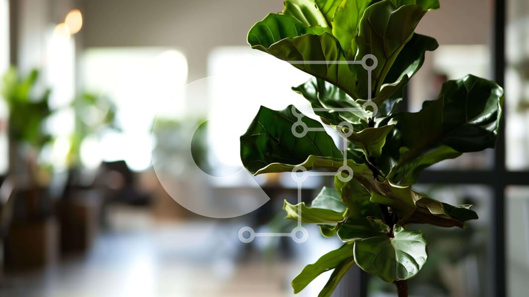 Intra Συλλεκτικό Ξύλινο Παζλ Plywood  4mm - Εσωτερικός χώρος εργασίας με πράσινο φυτό και ράφια Σε Ξύλινο Κουτί - Διαστάσεις Puzzle: 10x10 cm – 25 κομμάτια