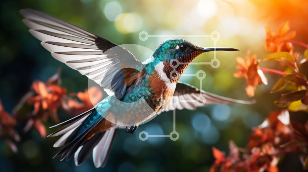 Intra Συλλεκτικό Ξύλινο Παζλ Plywood  4mm - Κολίμπρι σε πτήση με ζωηρά χρώματα Σε Ξύλινο Κουτί - Διαστάσεις: 10x10 cm – 25 κομμάτια