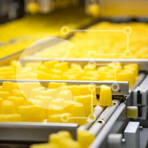 Intra Συλλεκτικό Ξύλινο Παζλ Plywood  4mm - Μεταφορική ταινία με κίτρινες καραμέλες και μηχανήματα Σε Ξύλινο Κουτί - Διαστάσεις Puzzle: 10x10 cm – 25 κομμάτια - Image 1