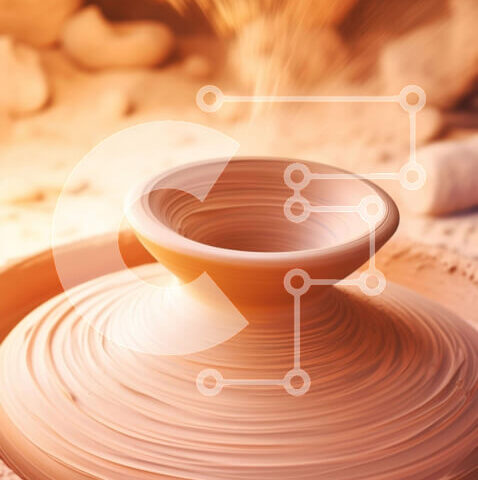 Intra Συλλεκτικό Ξύλινο Παζλ Plywood  4mm - Potter's Wheel για τη διαμόρφωση του πηλού σε κεραμική Σε Ξύλινο Κουτί - Διαστάσεις Puzzle: 10x10 cm – 25 κομμάτια - Image 1