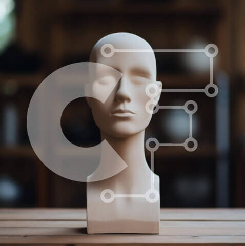 Intra Συλλεκτικό Ξύλινο Παζλ Plywood 4mm - Κεφάλι μανεκέν σε ξύλινο τραπέζι με γλάστρες και μπολ Σε Ξύλινο Κουτί - Διαστάσεις: 10x10 cm – 25 κομμάτια - Image 1