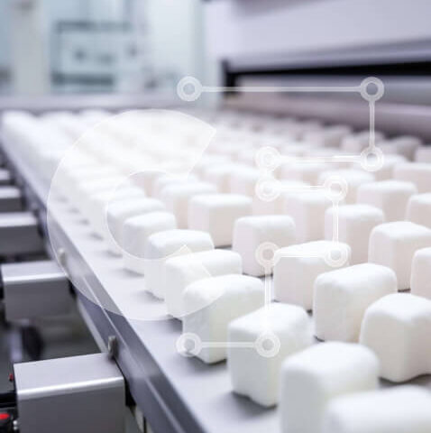 Intra Συλλεκτικό Ξύλινο Παζλ Plywood 4mm - Μεταφορική ταινία με Λευκά Marshmallows και Βιομηχανικά Μηχανήματα Σε Ξύλινο Κουτί - Διαστάσεις Puzzle: 10x10 cm – 25 κομμάτια - Image 1