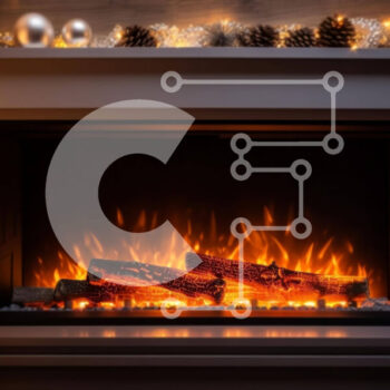 Intra Συλλεκτικό Ξύλινο Παζλ Plywood  4mm - Αναμμένο τζάκι με γιορτινά διακοσμητικά Σε Ξύλινο Κουτί - Διαστάσεις: 10x10 cm – 25 κομμάτια - Image 1