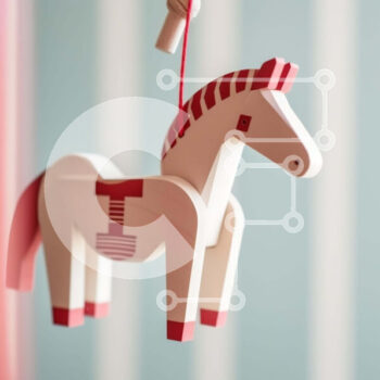 Intra Συλλεκτικό Ξύλινο Παζλ Plywood  4mm - Ξύλινο παιχνίδι άλογο που κρέμεται από το ταβάνι στο εσωτερικό Σε Ξύλινο Κουτί - Διαστάσεις Puzzle: 10x10 cm – 25 κομμάτια - Image 1