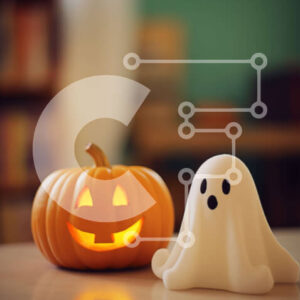 Intra Συλλεκτικό Ξύλινο Παζλ Plywood  4mm - Τραπέζι με θέμα το Halloween με κολοκύθες και παιχνίδι φαντάσματα Σε Ξύλινο Κουτί - Διαστάσεις Puzzle: 10x10 cm – 25 κομμάτια