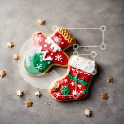 Intra Συλλεκτικό Ξύλινο Παζλ Plywood  4mm - Μπισκότα εορταστικής περιόδου με κόκκινες και πράσινες κάλτσες Σε Ξύλινο Κουτί - Διαστάσεις: 10x10 cm – 25 κομμάτια - Image 1