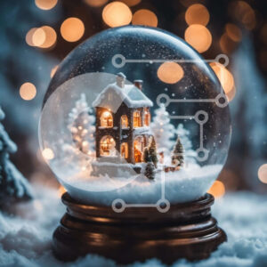 Intra Συλλεκτικό Ξύλινο Παζλ Plywood  4mm - Snow Globe με μινιατούρα σπίτι σε χιονισμένο φόντο Σε Ξύλινο Κουτί - Διαστάσεις Puzzle: 10x10 cm – 25 κομμάτια