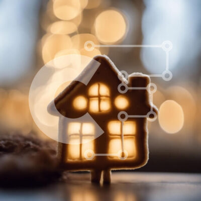 Intra Συλλεκτικό Ξύλινο Παζλ Plywood 4mm - Μοντέλο Gingerbread House με φώτα Bokeh Σε Ξύλινο Κουτί - Διαστάσεις: 10x10 cm – 25 κομμάτια - Image 1