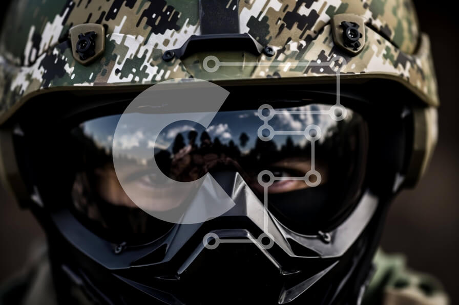 Intra Συλλεκτικό Ξύλινο Παζλ Plywood  4mm - Άτομο που φορά κράνος παραλλαγής τύπου στρατού και γυαλιά Σε Ξύλινο Κουτί - Διαστάσεις Puzzle: 10x10 cm – 25 κομμάτια