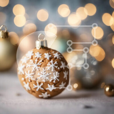 Intra Συλλεκτικό Ξύλινο Παζλ Plywood  4mm - Στολίδι σε σχήμα μελόψωμο με χρυσά στολίδια Σε Ξύλινο Κουτί - Διαστάσεις: 10x10 cm – 25 κομμάτια - Image 1