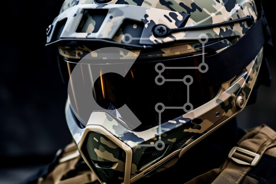 Intra Συλλεκτικό Ξύλινο Παζλ Plywood  4mm - Καμουφλαρισμένο κράνος και γυαλιά για στρατιωτικούς ή επιβολής του νόμου Σε Ξύλινο Κουτί - Διαστάσεις Puzzle: 10x10 cm – 25 κομμάτια