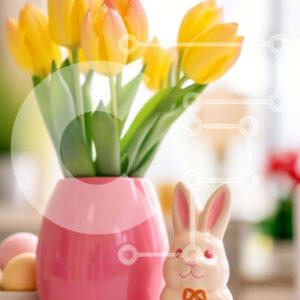 Intra Συλλεκτικό Ξύλινο Παζλ Plywood  4mm - Πασχαλινό ειδώλιο λαγουδάκι και τουλίπες για διακόσμηση πασχαλινών τραπεζιών Σε Ξύλινο Κουτί - Διαστάσεις: 10x10 cm – 25 κομμάτια