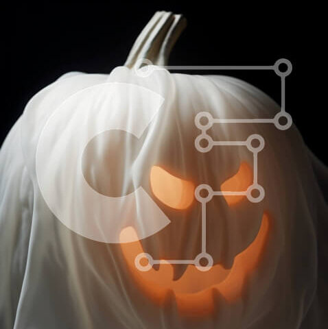 Intra Συλλεκτικό Ξύλινο Παζλ Plywood 4mm - Λευκή κολοκύθα με αποκριάτικη διακόσμηση Σε Ξύλινο Κουτί - Διαστάσεις Puzzle: 10x10 cm – 25 κομμάτια - Image 1