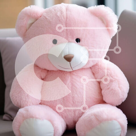 Intra Συλλεκτικό Ξύλινο Παζλ Plywood  4mm - Μεγάλο ροζ αρκουδάκι στον καναπέ Σε Ξύλινο Κουτί - Διαστάσεις: 10x10 cm – 25 κομμάτια - Image 1