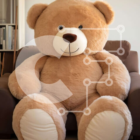 Intra Συλλεκτικό Ξύλινο Παζλ Plywood  4mm - Ευρύχωρο δωμάτιο με μεγάλο καφέ αρκουδάκι Σε Ξύλινο Κουτί - Διαστάσεις Puzzle: 10x10 cm – 25 κομμάτια - Image 1