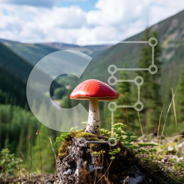 Intra Συλλεκτικό Ξύλινο Παζλ Plywood  4mm - Κόκκινο μανιτάρι σε ένα παλιό κούτσουρο δέντρου στο δάσος Σε Ξύλινο Κουτί - Διαστάσεις: 10x10 cm – 25 κομμάτια