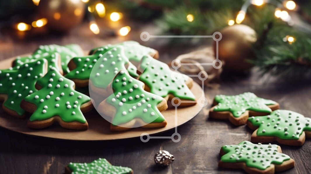 Intra Συλλεκτικό Ξύλινο Παζλ Plywood  4mm - Μπισκότα χριστουγεννιάτικου δέντρου σε διακοσμημένο τραπέζι Σε Ξύλινο Κουτί - Διαστάσεις: 10x10 cm – 25 κομμάτια