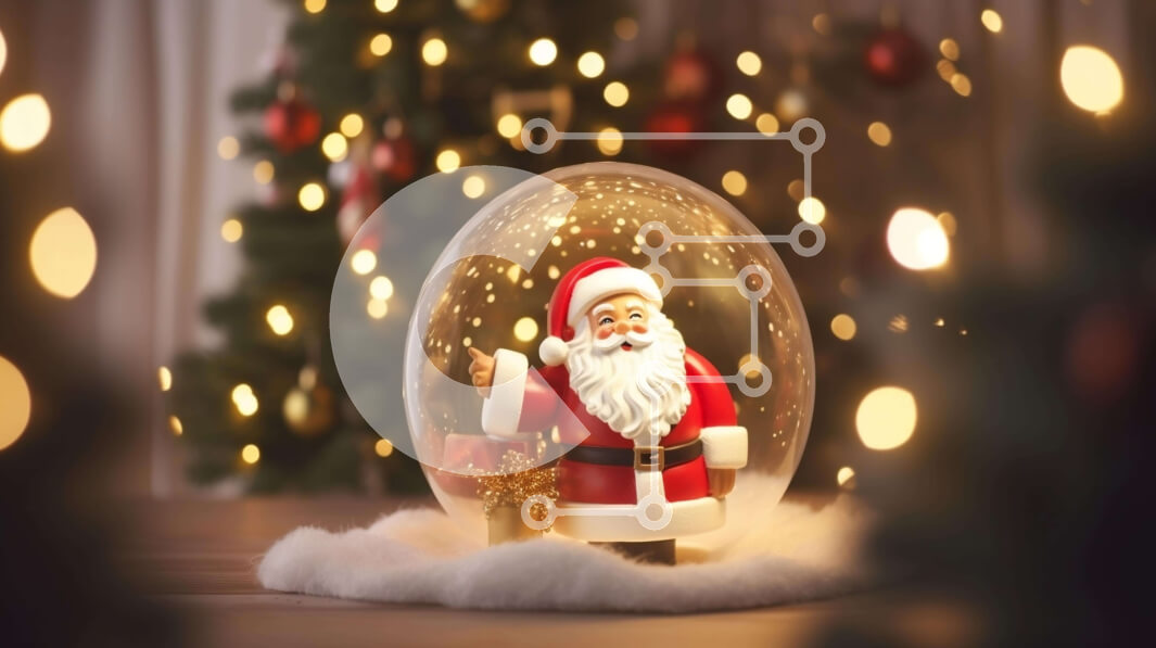 Intra Συλλεκτικό Ξύλινο Παζλ Plywood  4mm - Άγιος Βασίλης Snow Globe με χριστουγεννιάτικα φώτα και διακοσμήσεις Σε Ξύλινο Κουτί - Διαστάσεις: 10x10 cm – 25 κομμάτια - Image 1