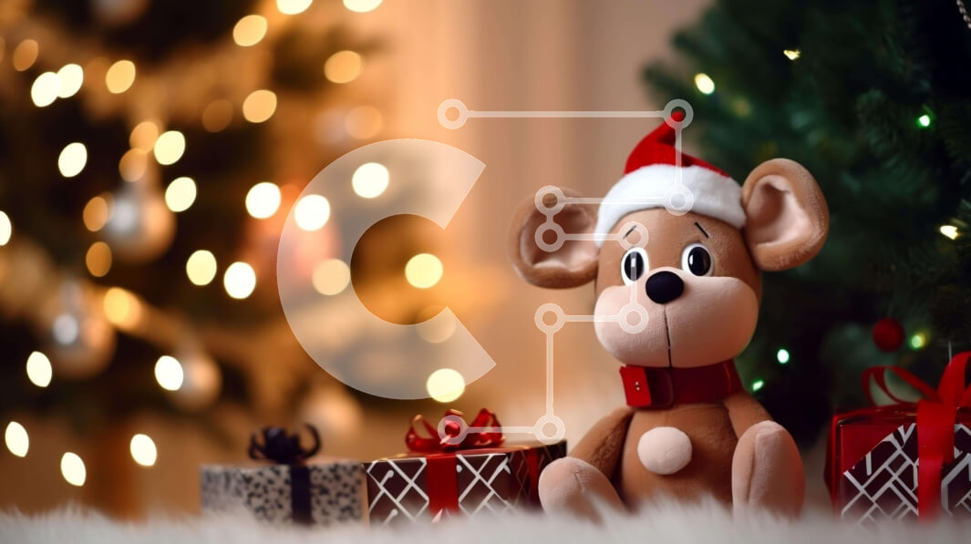 Intra Συλλεκτικό Ξύλινο Παζλ Plywood  4mm - Αρκουδάκι Άγιου Βασίλη με χριστουγεννιάτικο δέντρο και δώρα Σε Ξύλινο Κουτί - Διαστάσεις: 10x10 cm – 25 κομμάτια