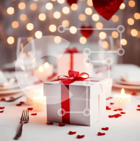 Intra Συλλεκτικό Ξύλινο Παζλ Plywood  4mm - Ρομαντικό τραπέζι για την ημέρα του Αγίου Βαλεντίνου Σε Ξύλινο Κουτί - Διαστάσεις Puzzle: 10x10 cm – 25 κομμάτια - Image 1