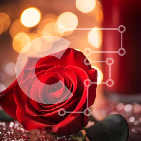 Intra Συλλεκτικό Ξύλινο Παζλ Plywood  4mm - Ρομαντικό τραπέζι με κόκκινο τριαντάφυλλο και κεριά Σε Ξύλινο Κουτί - Διαστάσεις Puzzle: 10x10 cm – 25 κομμάτια - Image 1