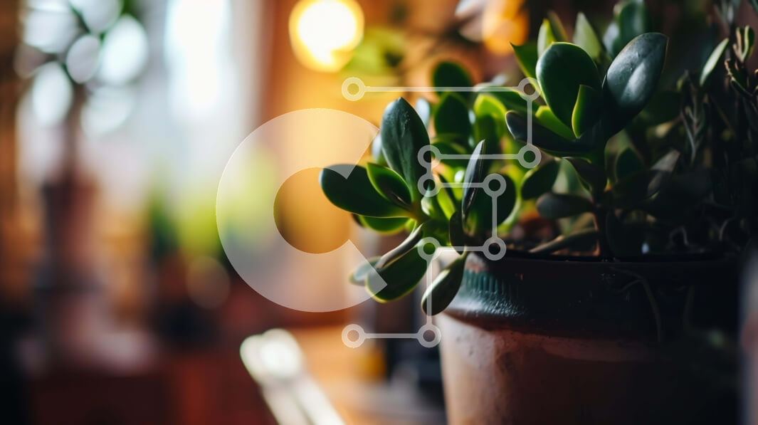 Intra Συλλεκτικό Ξύλινο Παζλ Plywood  4mm - Κοντινό πλάνο παχύφυτων φυτών σε εσωτερικό περιβάλλον Σε Ξύλινο Κουτί - Διαστάσεις: 10x10 cm – 25 κομμάτια