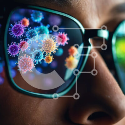 Intra Συλλεκτικό Ξύλινο Παζλ Plywood 4mm - Γυαλιά με πολύχρωμα βακτήρια και ιούς Σε Ξύλινο Κουτί - Διαστάσεις Puzzle: 10x10 cm – 25 κομμάτια - Image 1