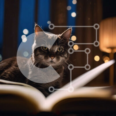 Intra Συλλεκτικό Ξύλινο Παζλ Plywood  4mm - Βιβλίο ανάγνωσης της γκρίζας γάτας Σε Ξύλινο Κουτί - Διαστάσεις: 10x10 cm – 25 κομμάτια - Image 1