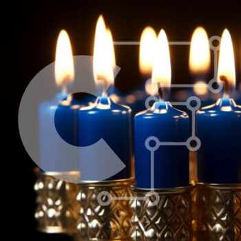 Intra Συλλεκτικό Ξύλινο Παζλ Plywood  4mm - Μπλε κερί Menorah για Hanukkah ή ειδικές περιστάσεις Σε Ξύλινο Κουτί - Διαστάσεις Puzzle: 10x10 cm – 25 κομμάτια - Image 1