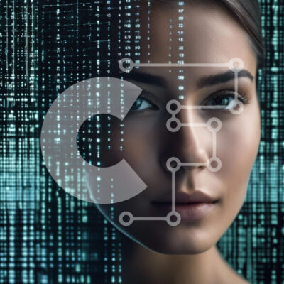 Intra Συλλεκτικό Ξύλινο Παζλ Plywood  4mm - Αφηρημένη εικόνα του γυναικείου προσώπου με μοτίβο δυαδικού κώδικα Σε Ξύλινο Κουτί - Διαστάσεις Puzzle: 10x10 cm – 25 κομμάτια - Image 1