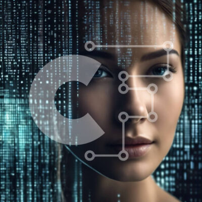 Intra Συλλεκτικό Ξύλινο Παζλ Plywood 4mm - Ψηφιακή Τέχνη: Το πρόσωπο της γυναίκας σε δυαδικό κώδικα Σε Ξύλινο Κουτί - Διαστάσεις Puzzle: 10x10 cm – 25 κομμάτια - Image 1