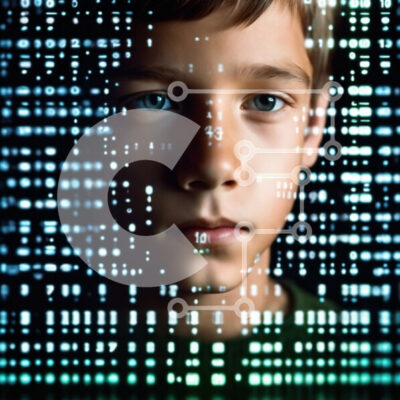 Intra Συλλεκτικό Ξύλινο Παζλ Plywood  4mm - Νεαρό αγόρι που στέκεται μπροστά από αφηρημένους αριθμούς και σύμβολα Σε Ξύλινο Κουτί - Διαστάσεις Puzzle: 10x10 cm – 25 κομμάτια - Image 1