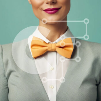 Intra Συλλεκτικό Ξύλινο Παζλ Plywood  4mm - Γυναίκα με γκρι κοστούμι και κίτρινο παπιγιόν Σε Ξύλινο Κουτί - Διαστάσεις Puzzle: 10x10 cm – 25 κομμάτια - Image 1