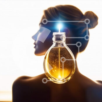 Intra Συλλεκτικό Ξύλινο Παζλ Plywood  4mm - Γυναίκα με μπουκάλι λαδιού στο κεφάλι της - Έννοια ομορφιάς και αρώματος Σε Ξύλινο Κουτί - Διαστάσεις Puzzle: 10x10 cm – 25 κομμάτια - Image 1