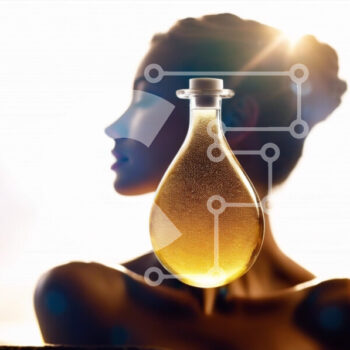 Intra Συλλεκτικό Ξύλινο Παζλ Plywood  4mm - Γυναίκα που κρατά ένα μπουκάλι προϊόν περιποίησης δέρματος Σε Ξύλινο Κουτί - Διαστάσεις Puzzle: 10x10 cm – 25 κομμάτια - Image 1