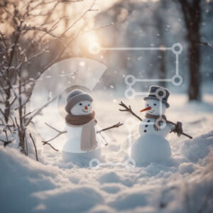 Intra Συλλεκτικό Ξύλινο Παζλ Plywood  4mm - Χιονάνθρωποι σε ένα χιονισμένο δάσος Σε Ξύλινο Κουτί - Διαστάσεις Puzzle: 10x10 cm – 25 κομμάτια