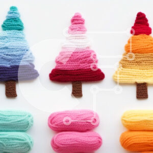 Intra Συλλεκτικό Ξύλινο Παζλ Plywood  4mm - Έργο τέχνης πολύχρωμα κροσέ δέντρα Σε Ξύλινο Κουτί - Διαστάσεις Puzzle: 10x10 cm – 25 κομμάτια